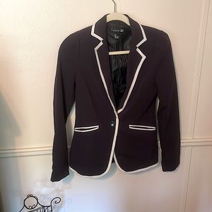 Navy with white trim single button blazer
